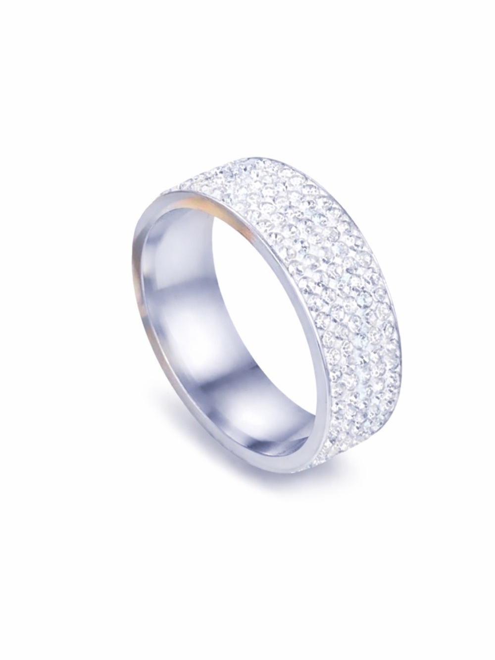 Sparkling Cubic Zirconia Band Ring in Never Fade Stainless Steel - Picture 2 of 2